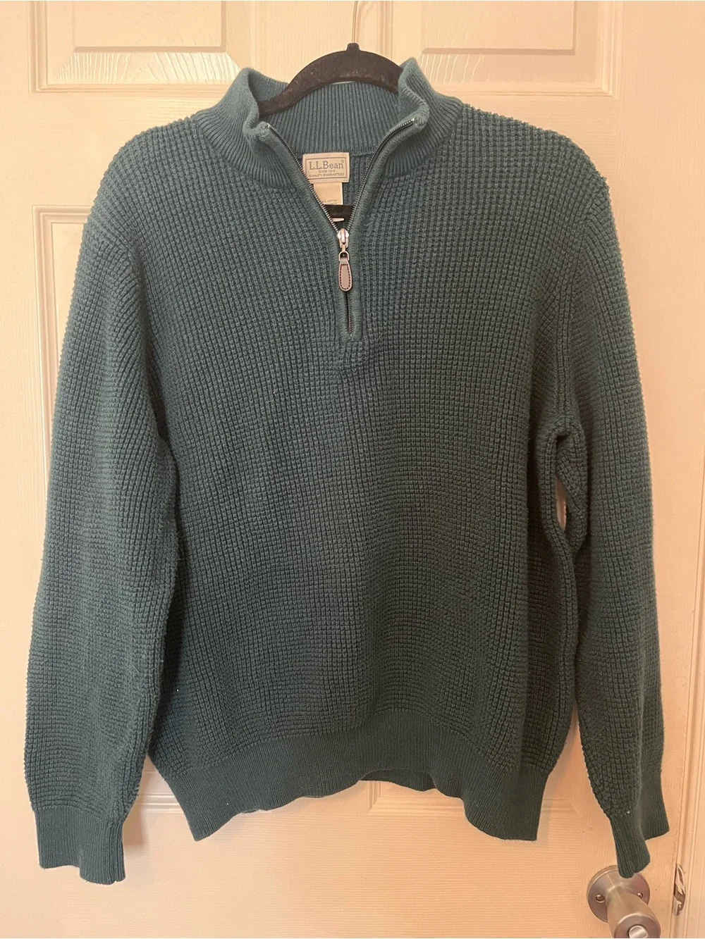 L.L. Bean Men's XL Regular Teal Half-Zip Waffle Knit Sweater Gorpcore